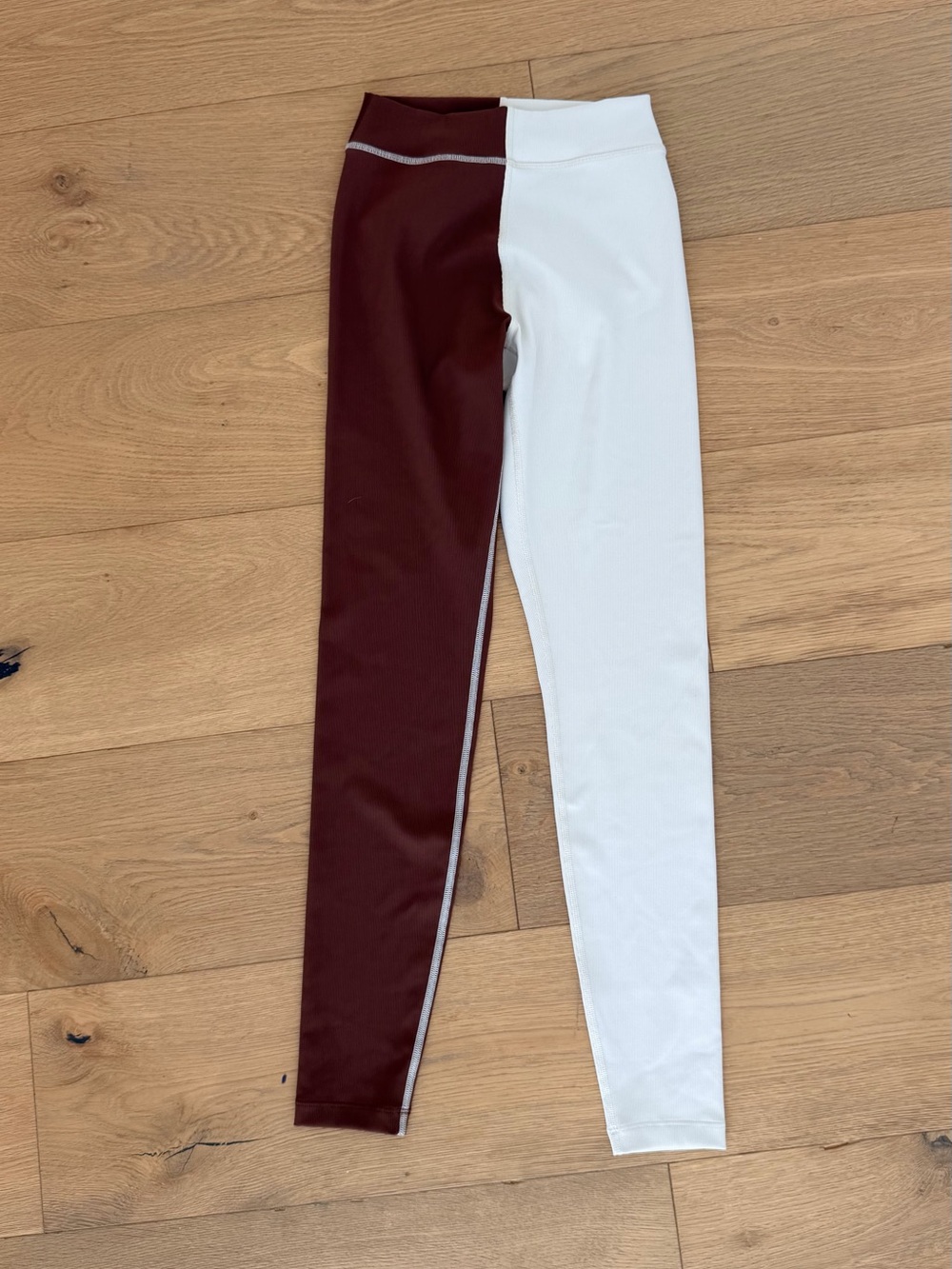 L*Space Sutton Colorblock Ribbed Leggings Brown White S